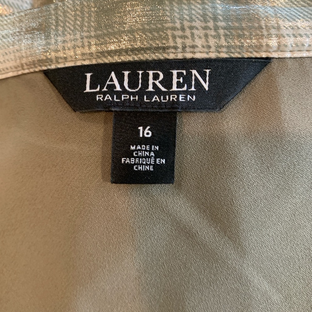 Ralph Lauren Green and Cream Pleated Midi Skirt - Picture 6 of 8